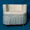 Módulo de sofá curvo com franja na estofado na cor branca