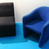 Módulo de sofá quadrado estofado de preto ou curvo estofado de azul